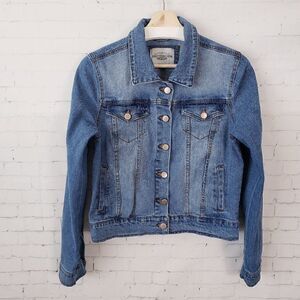 Ashley Vintage Charm Jean Denim Jacket Size Juniors M Blue Button Front